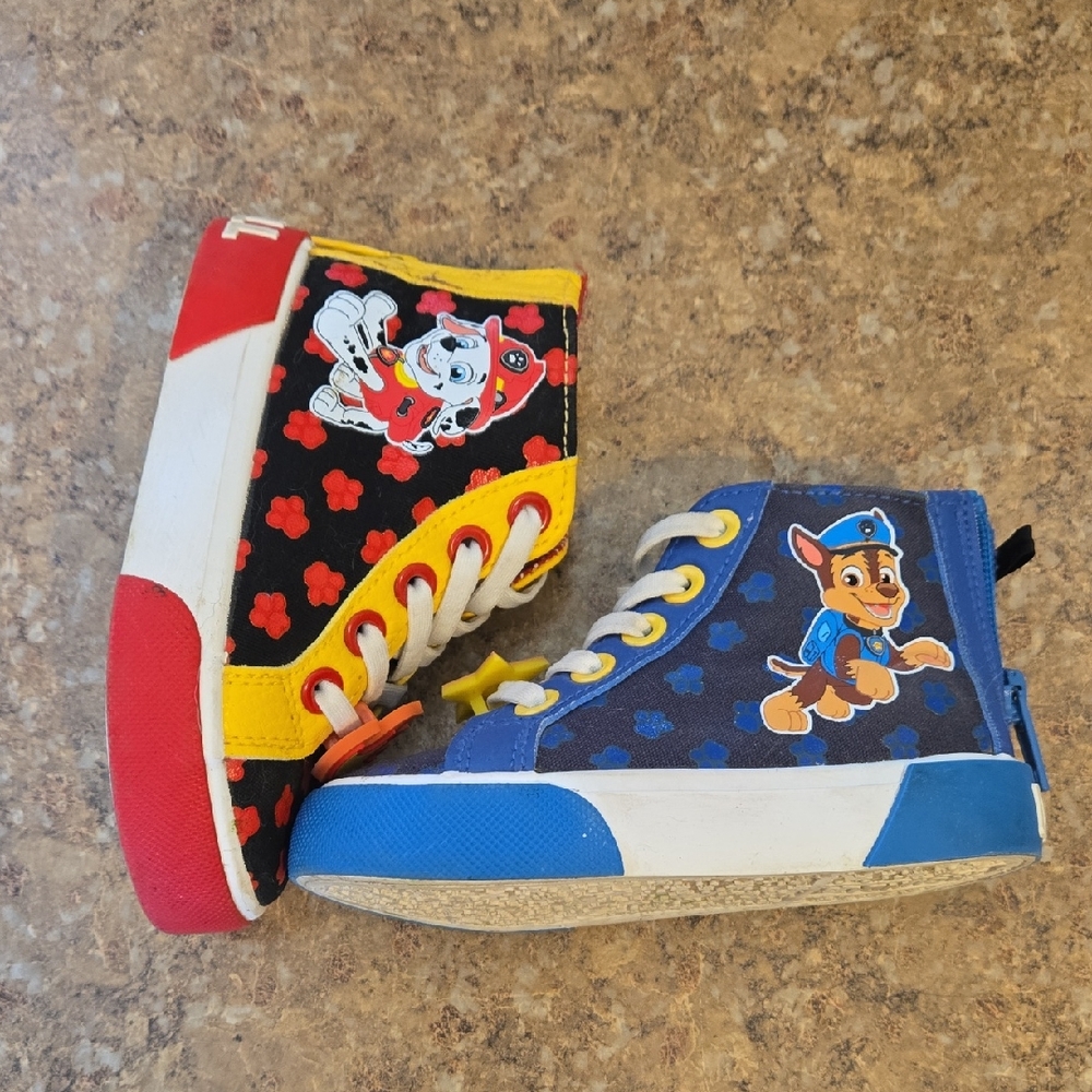 Paw Patrol Kids High-Top Sneakers in Red, Yellow & Blue Toddler Size 7